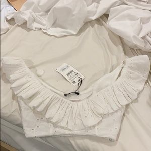 White ruffle crop top